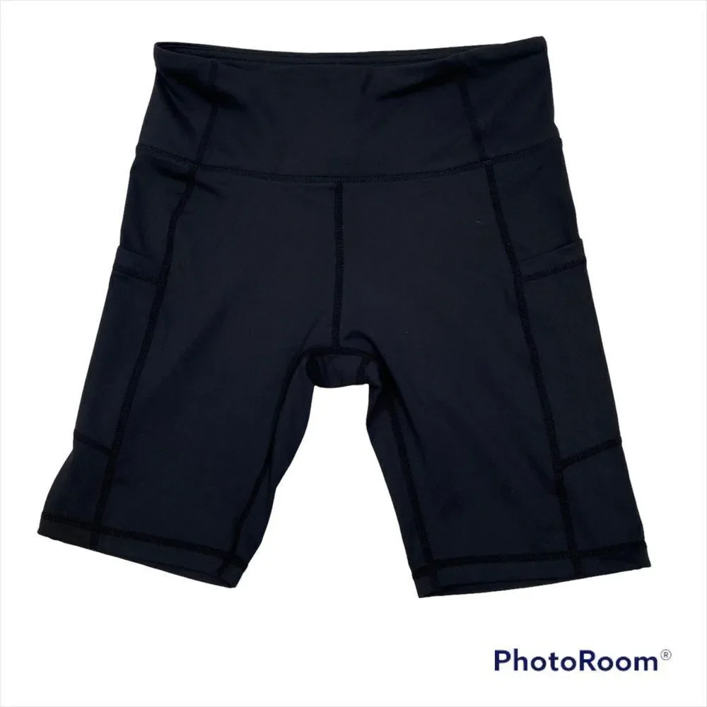 Ladies Baleaf Black Bike Shorts Side‎ Pockets Size Small 8.5” inseam